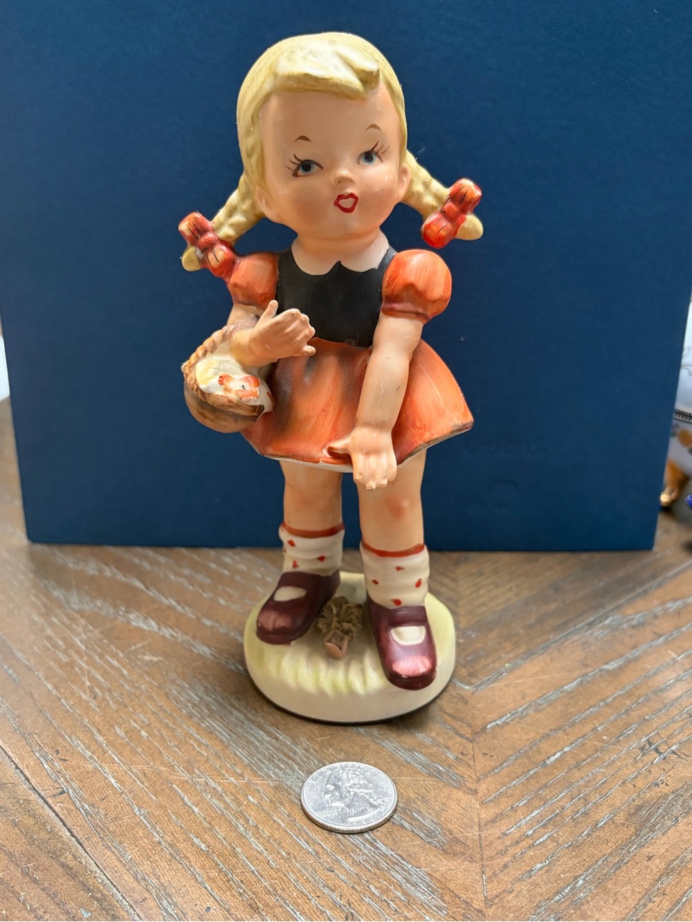 Vintage Erich Stauffer German Girl Figurine Basket Porcelain 8262